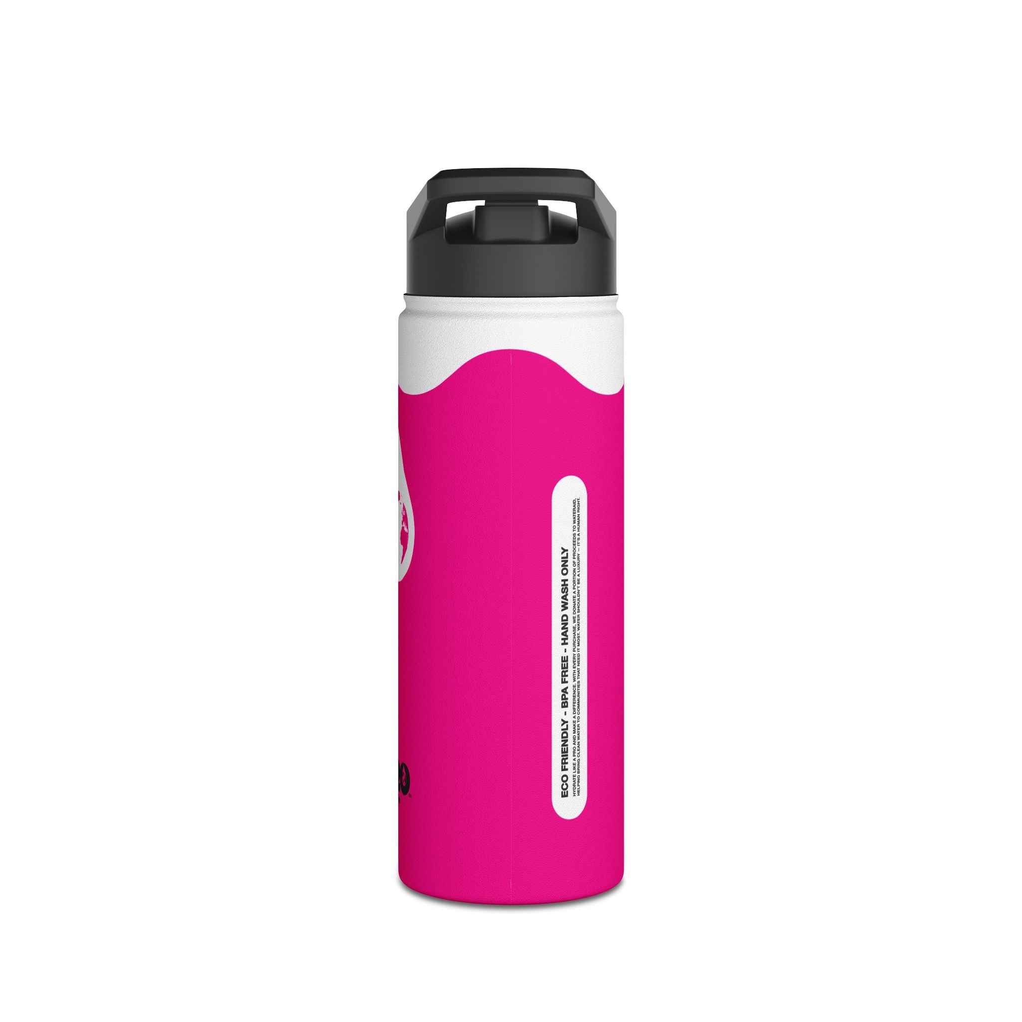 FIRSTY™ Wave™ 3 Sizes - Pink & White - Stainless Steel Water Bottle with Carry Handle and Straw Lid - BPA-Free, Eco-Friendly