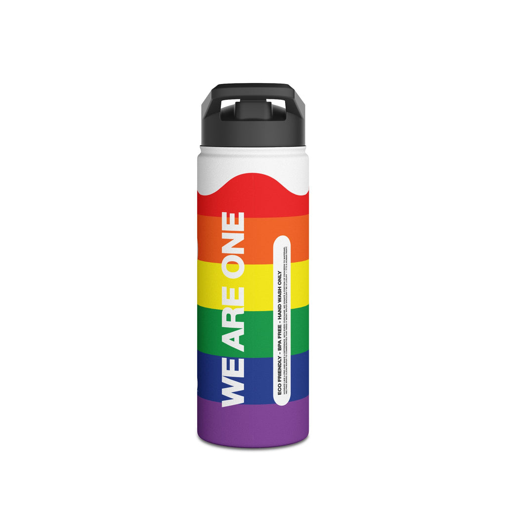 FIRSTY™ We Are One™ - 3 Sizes - Celebrate Pride Rainbow - Stainless Steel Water Bottle with Carry Handle and Straw Lid - BPA-Free, Eco-Friendly