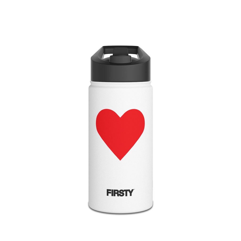FIRSTY™ 3 Sizes - Red Love Heart- Stainless Steel Water Bottle with Carry Handle and Straw Lid - BPA-Free, Eco-Friendly