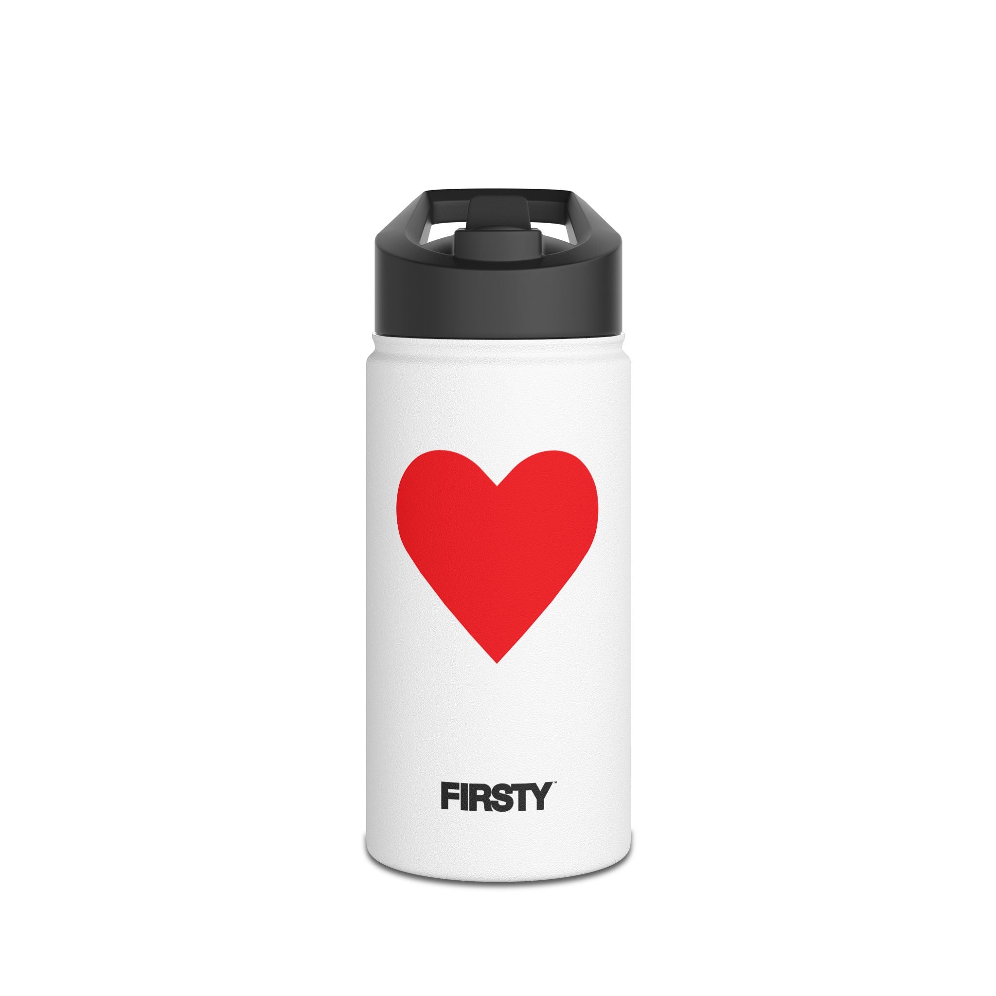 FIRSTY™ 3 Sizes - Red Love Heart- Stainless Steel Water Bottle with Carry Handle and Straw Lid - BPA-Free, Eco-Friendly