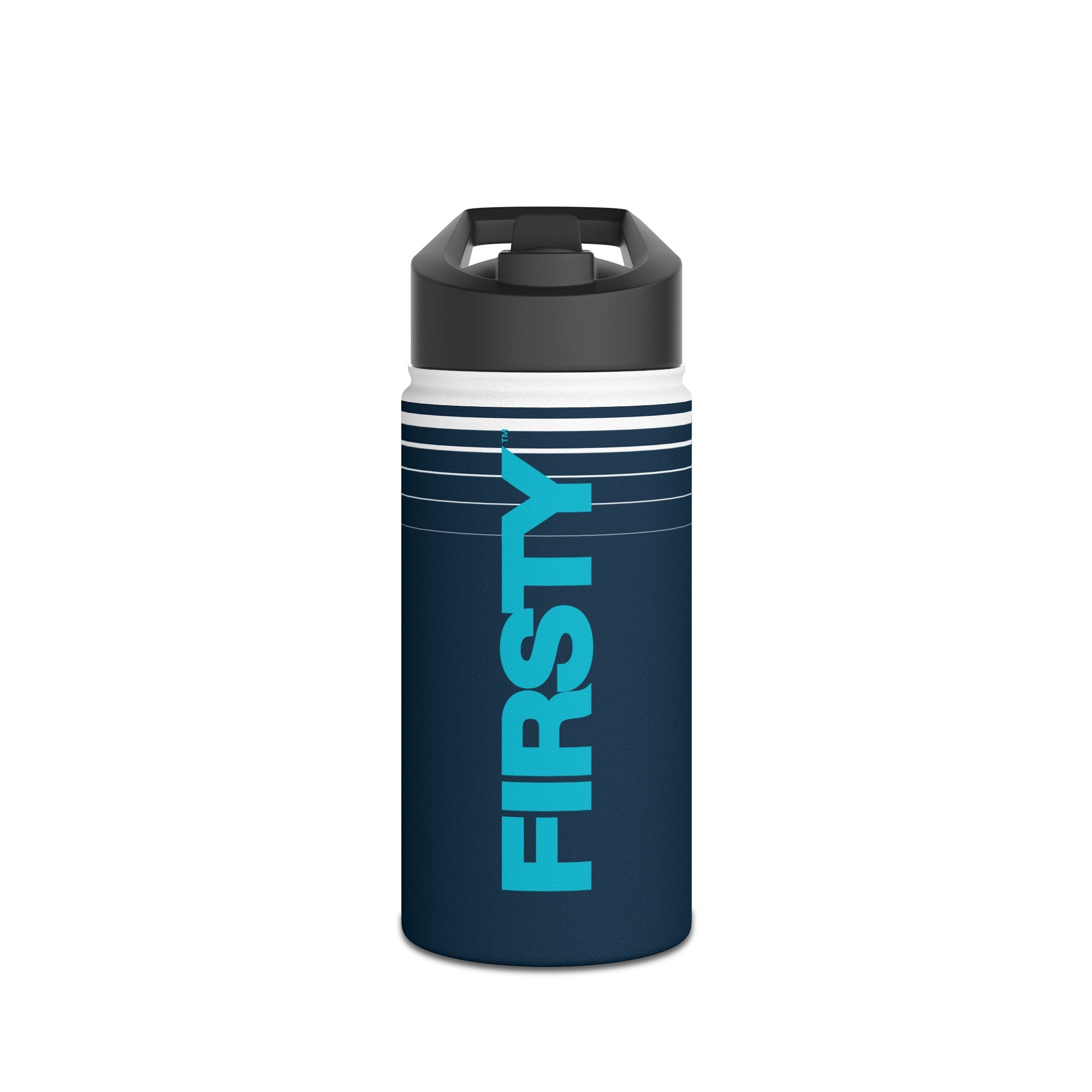 FIRSTY™ 3 Sizes - Hydrate Deep Blue Neon - Stainless Steel Water Bottle with Carry Handle and Straw Lid - BPA-Free, Eco-Friendly