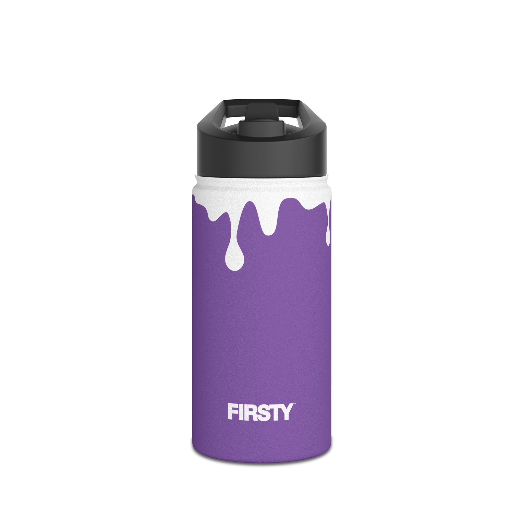 FIRSTY™ 3 Sizes - Splash™ Purple - Stainless Steel Water Bottle with Carry Handle and Straw Lid - BPA-Free, Eco-Friendly