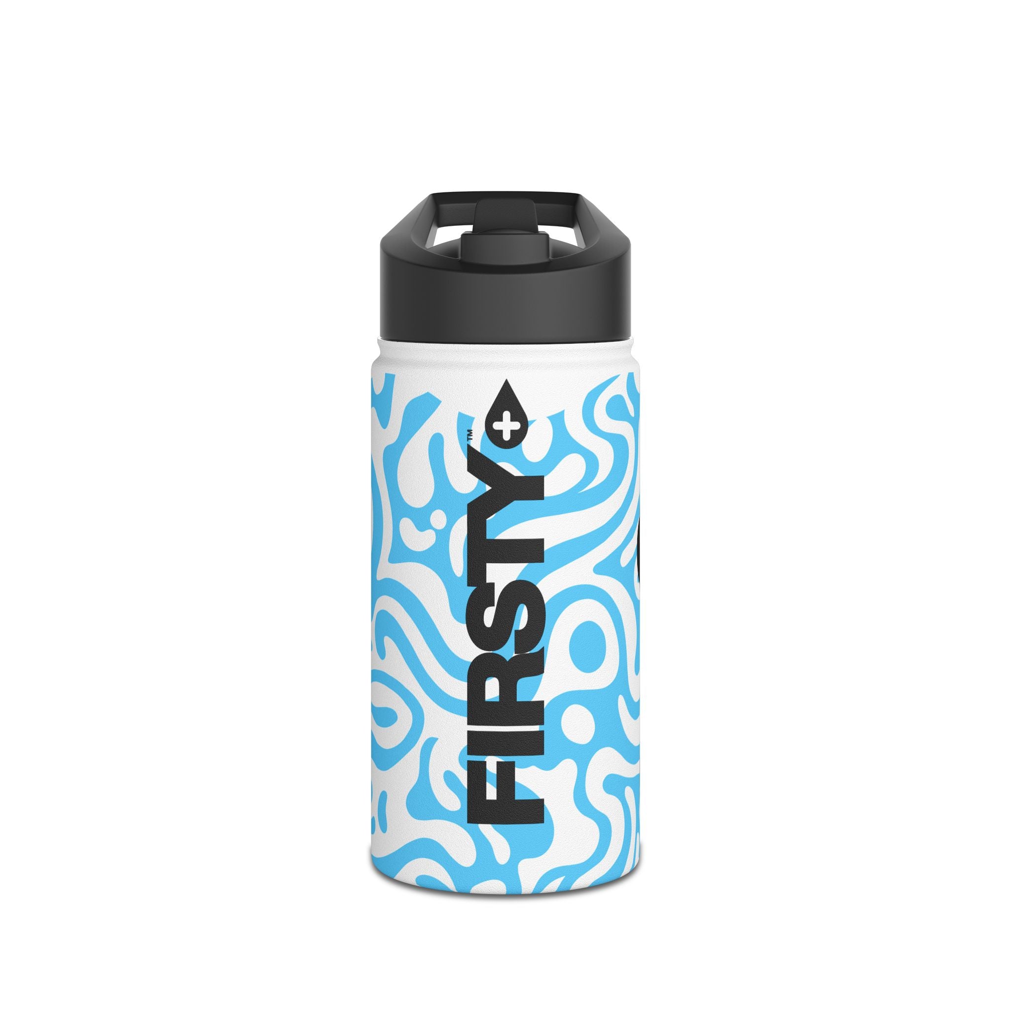 FIRSTY™ 3 Sizes - Camo Light Blue - Stainless Steel Water Bottle with Carry Handle and Straw Lid - BPA-Free, Eco-Friendly