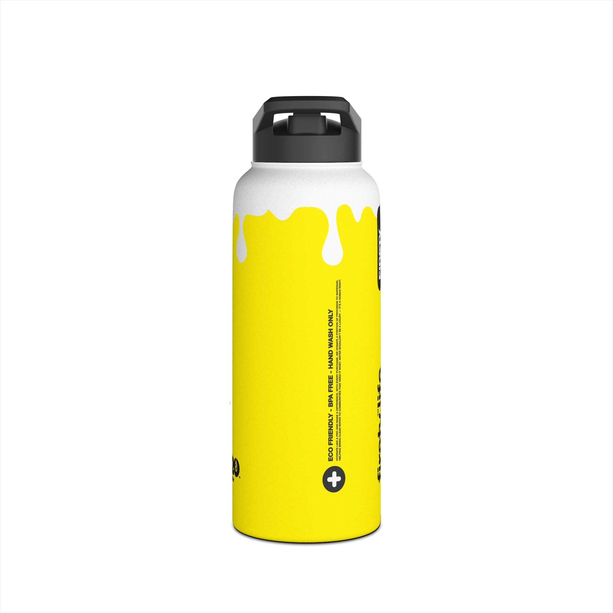 FIRSTY™ 3 Sizes - Yellow Thug - Stainless Steel Water Bottle with Carry Handle and Straw Lid - BPA-Free, Eco-Friendly