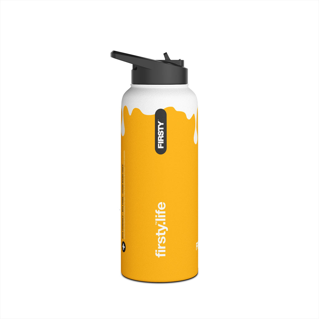 FIRSTY™ 3 Sizes - Splash™ Mustard - Stainless Steel Water Bottle with Carry Handle and Straw Lid - BPA-Free, Eco-Friendly