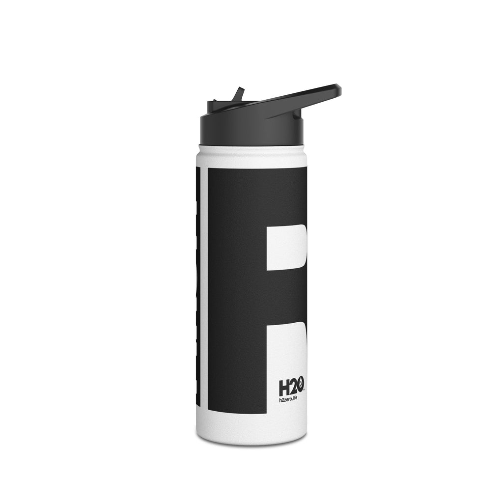 FIRSTY™ 3 Sizes - Black and White - Stainless Steel Water Bottle with Carry Handle and Straw Lid - BPA-Free, Eco-Friendly