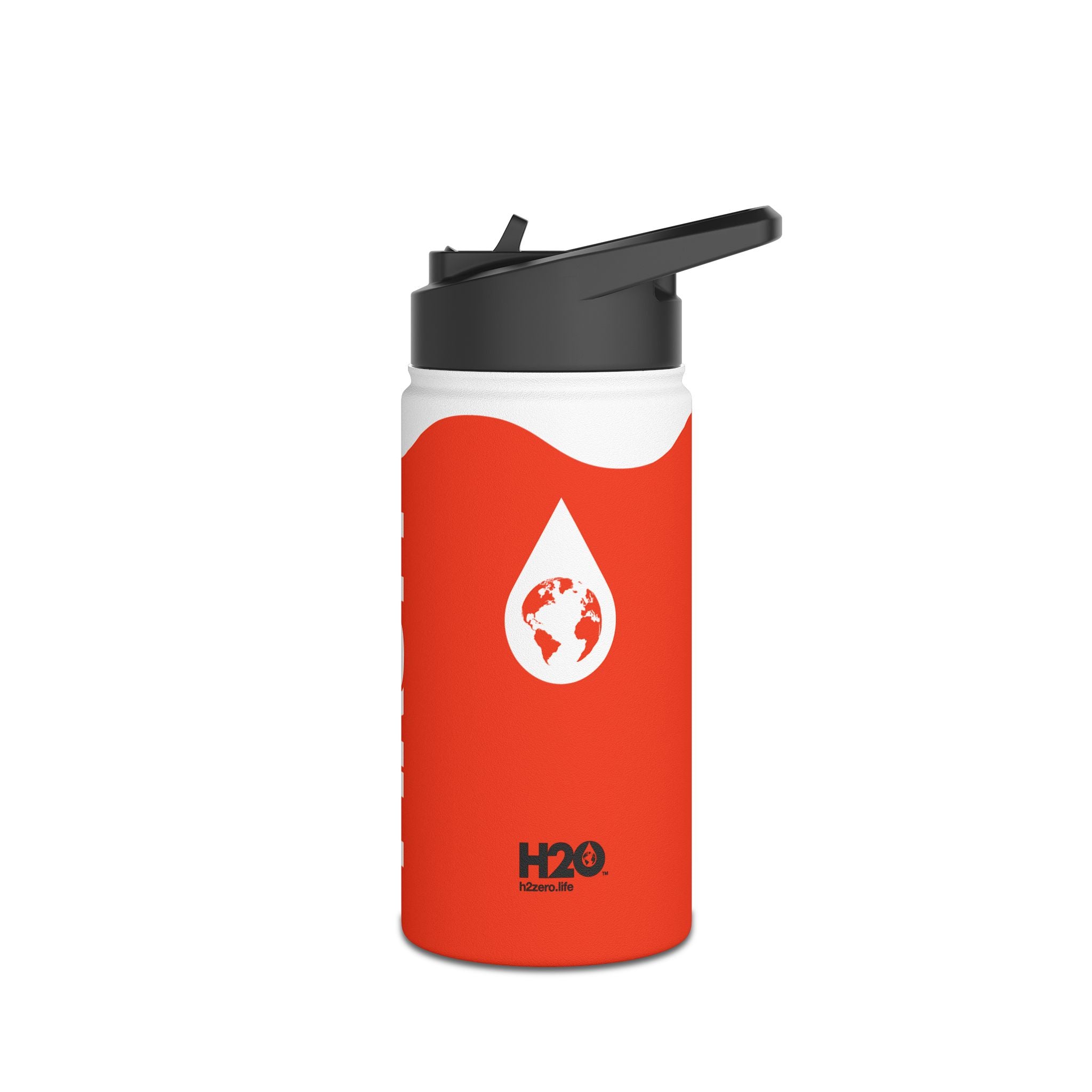 FIRSTY™ Wave™ 3 Sizes - Orange & White - Stainless Steel Water Bottle with Carry Handle and Straw Lid - BPA-Free, Eco-Friendly