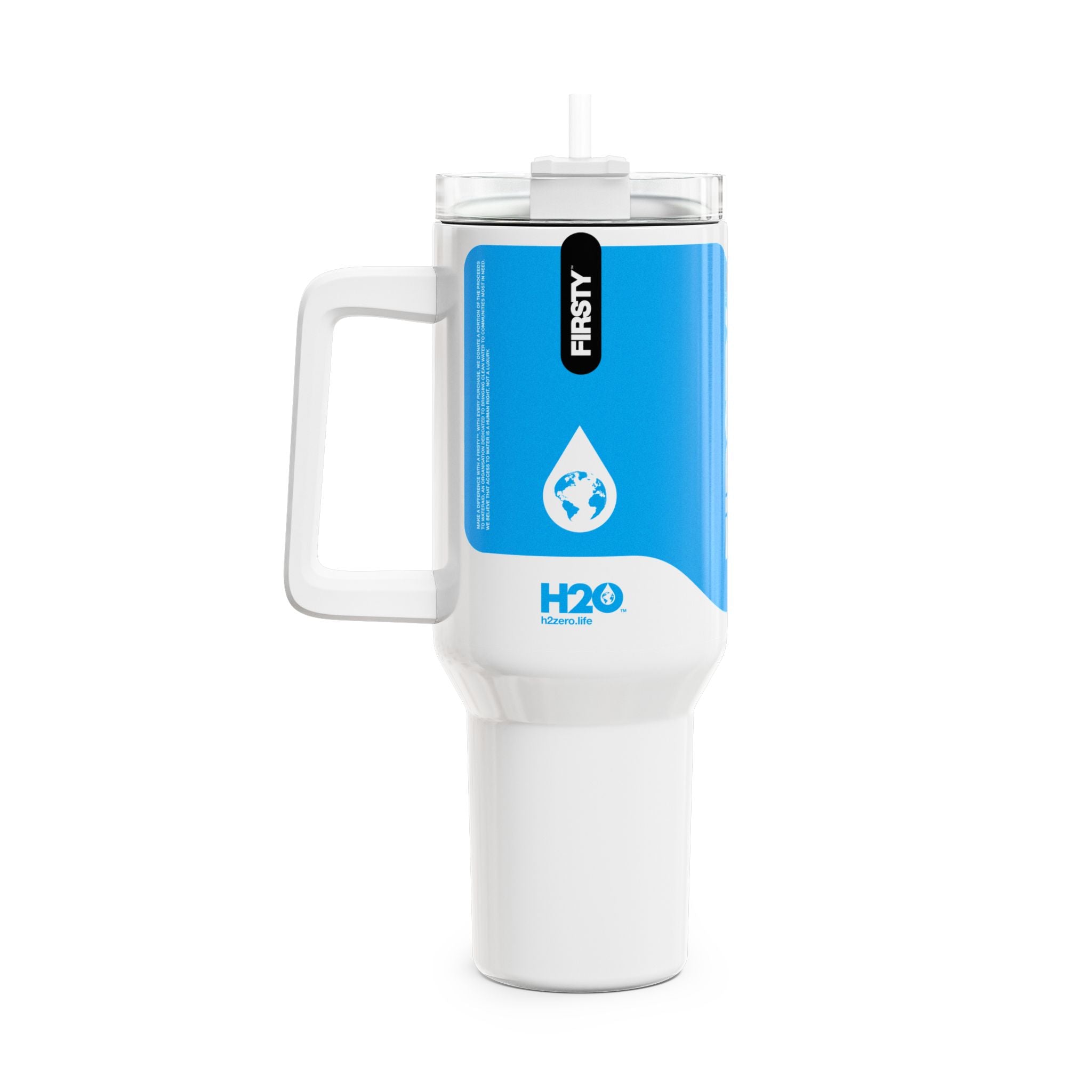 FIRSTY™  40oz Blue Wave on White Tumbler Cup - BPA-Free, Eco-Friendly