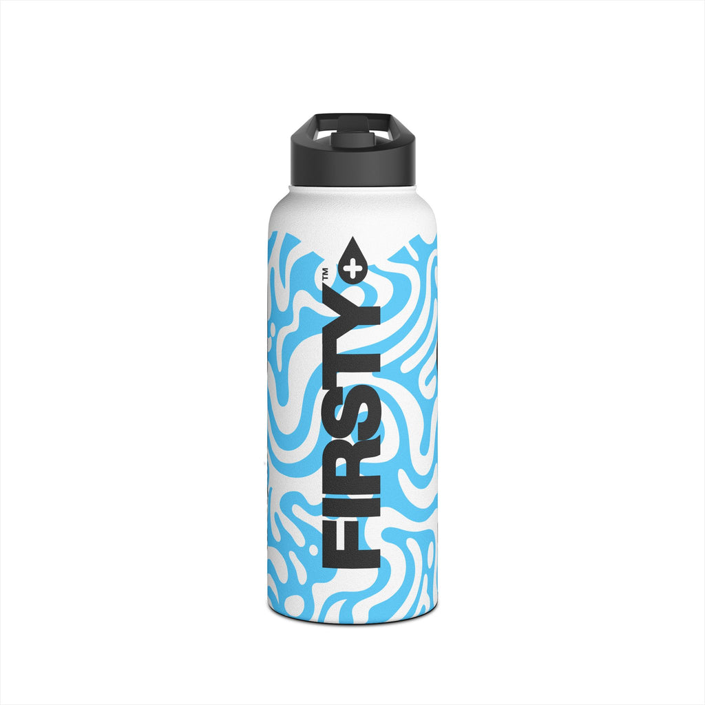 FIRSTY™ 3 Sizes - Camo Light Blue - Stainless Steel Water Bottle with Carry Handle and Straw Lid - BPA-Free, Eco-Friendly