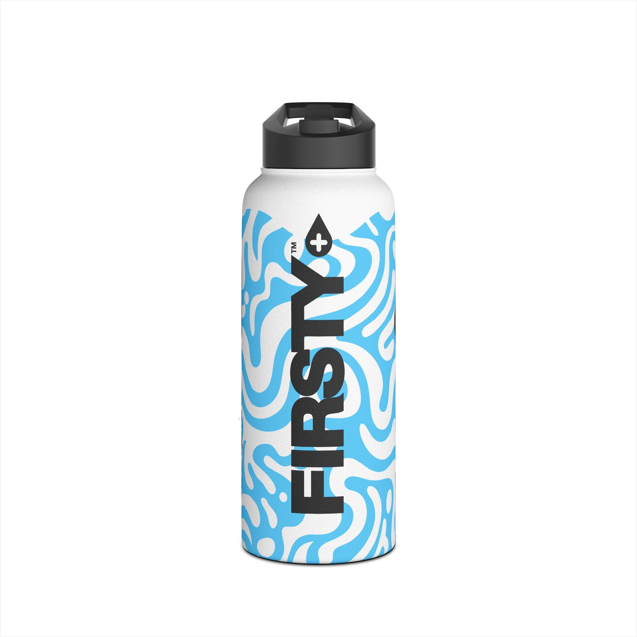 FIRSTY™ 3 Sizes - Camo Light Blue - Stainless Steel Water Bottle with Carry Handle and Straw Lid - BPA-Free, Eco-Friendly