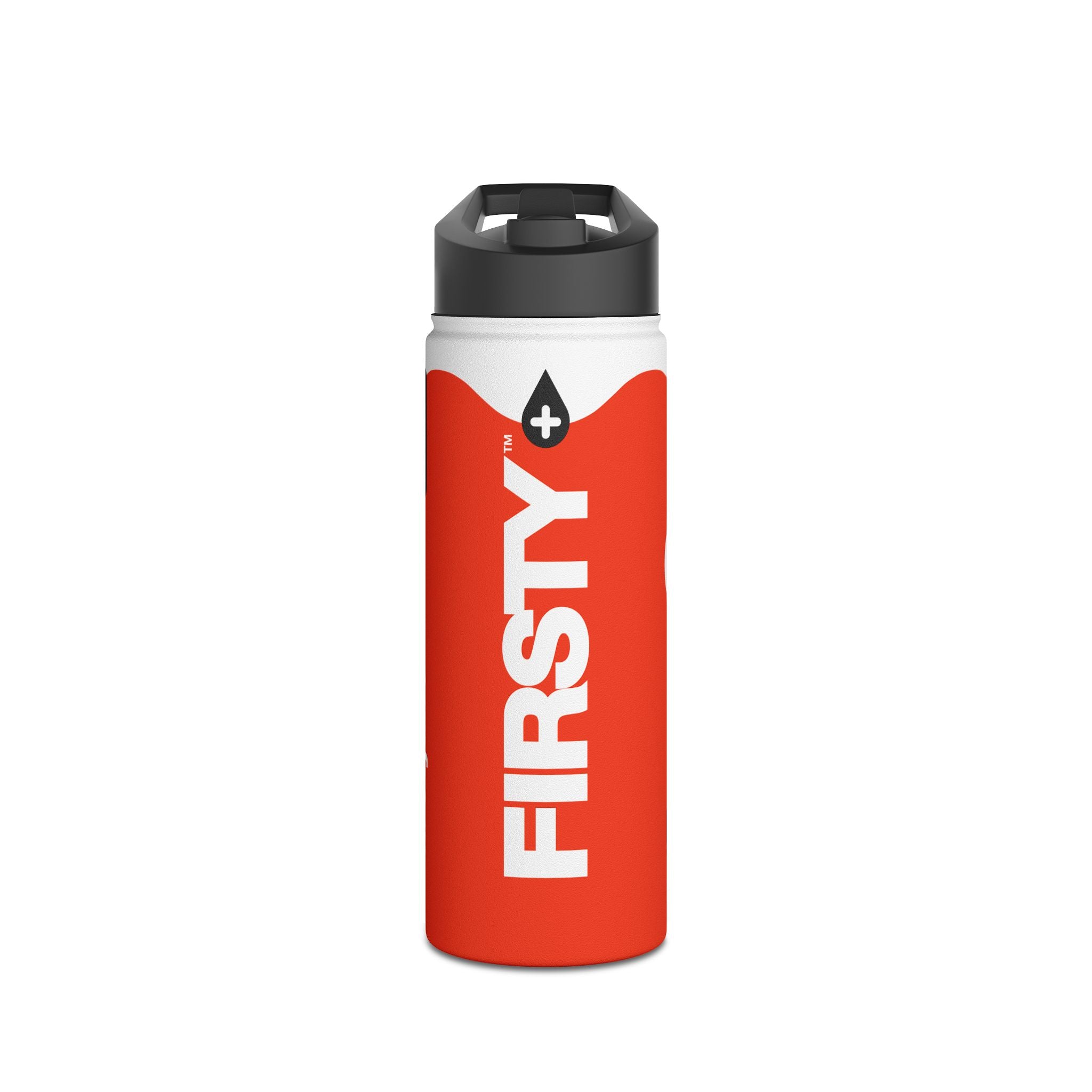FIRSTY™ Wave™ 3 Sizes - Orange & White - Stainless Steel Water Bottle with Carry Handle and Straw Lid - BPA-Free, Eco-Friendly