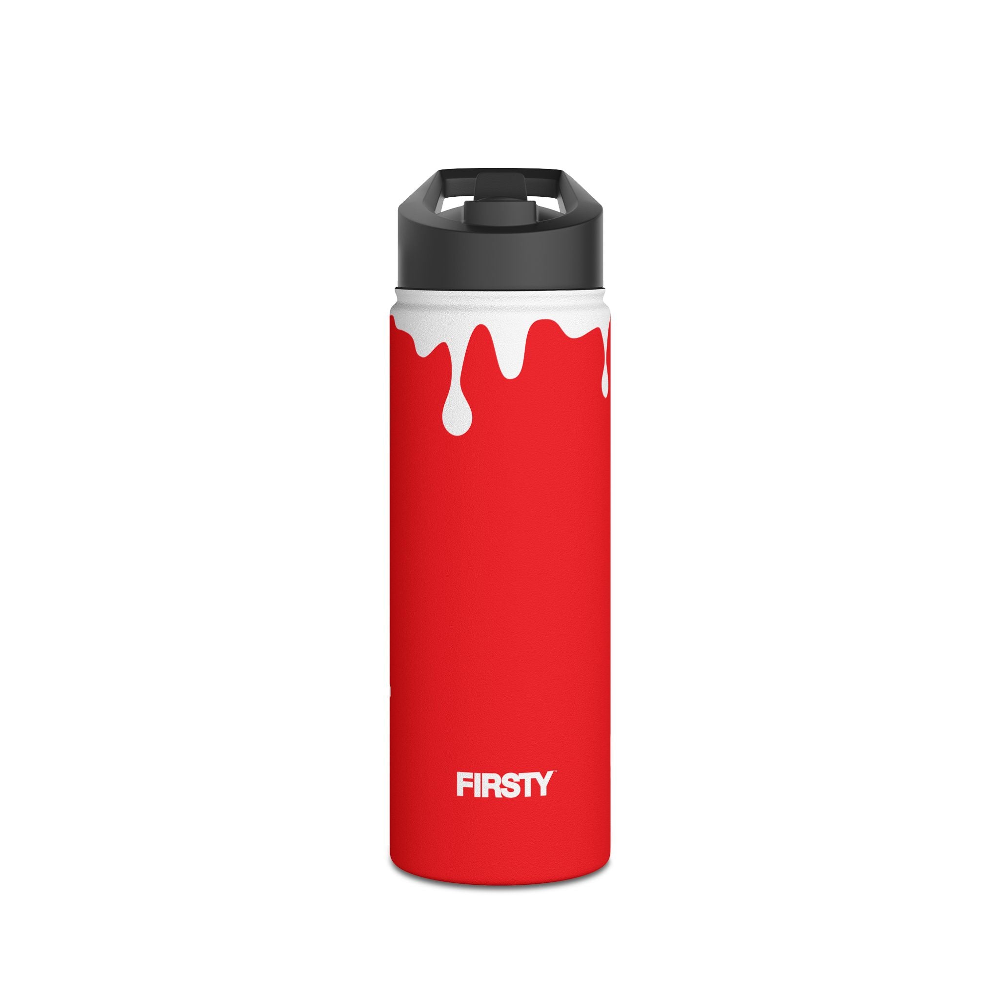 FIRSTY™ 3 Sizes - Splash™ Red - Stainless Steel Water Bottle with Carry Handle and Straw Lid - BPA-Free, Eco-Friendly