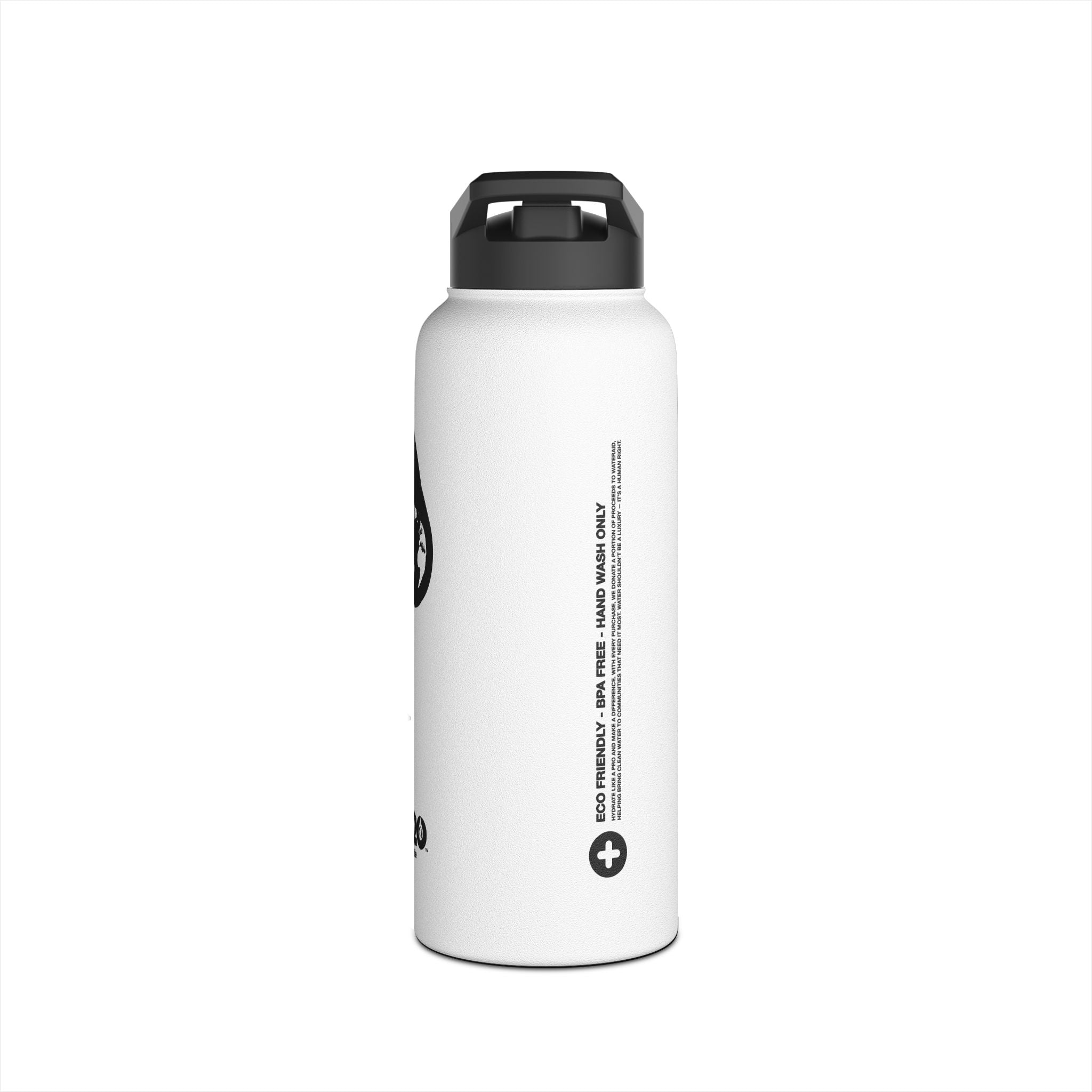 FIRSTY™ Thirst First™ 3 Sizes - White - Stainless Steel Water Bottle with Carry Handle and Straw Lid - BPA-Free, Eco-Friendly