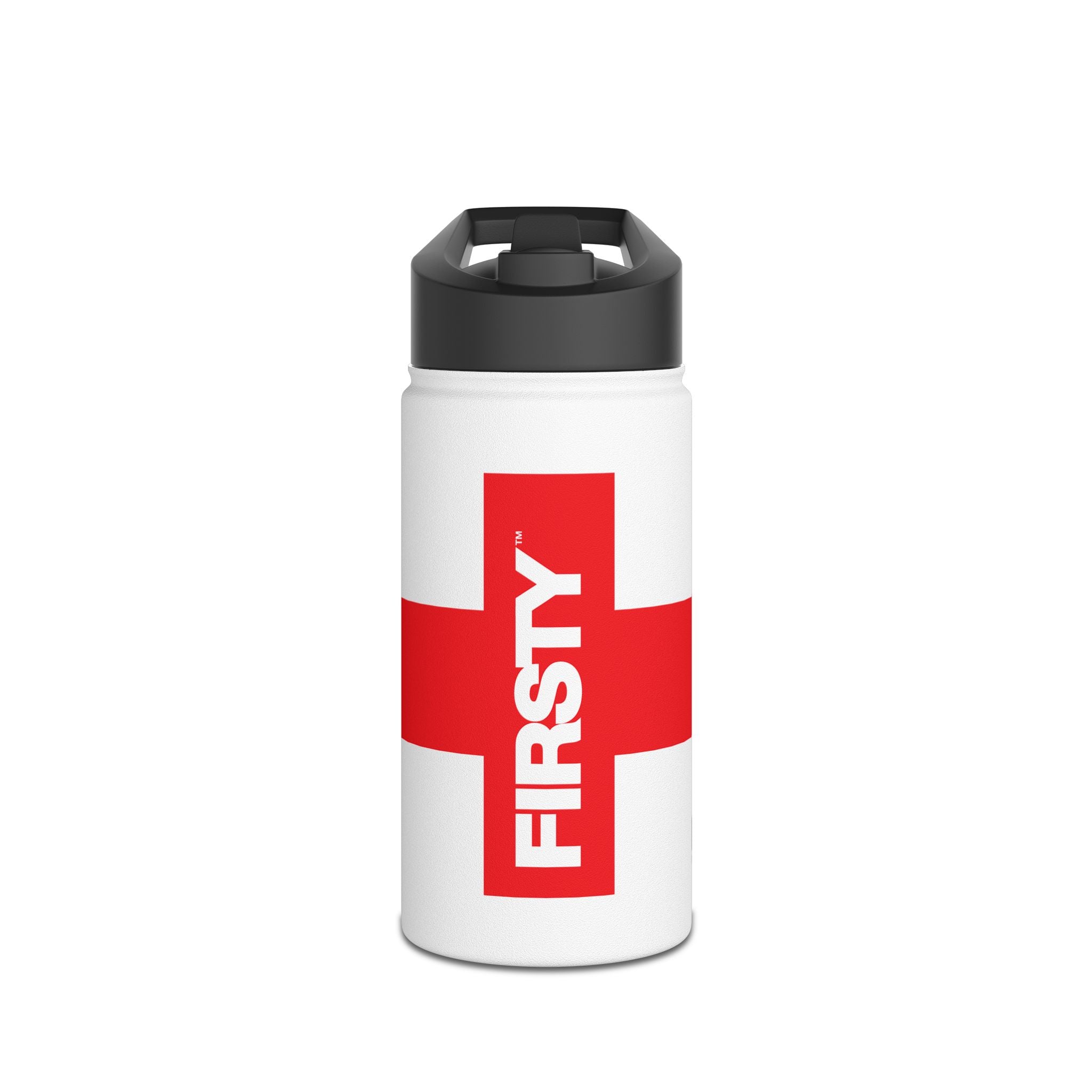 FIRSTY™ 3 Sizes - Red England Flag - Stainless Steel Water Bottle with Carry Handle and Straw Lid - BPA-Free, Eco-Friendly