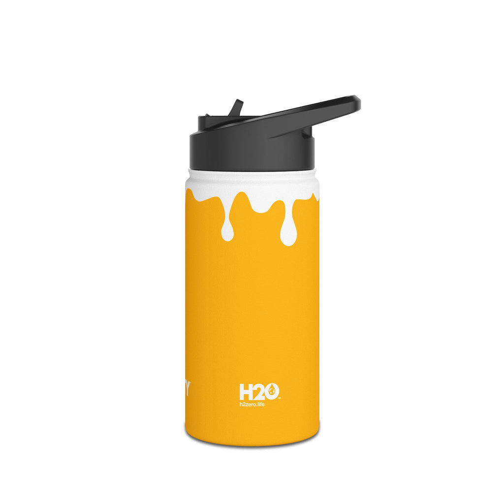 FIRSTY™ 3 Sizes - Splash™ Mustard - Stainless Steel Water Bottle with Carry Handle and Straw Lid - BPA-Free, Eco-Friendly
