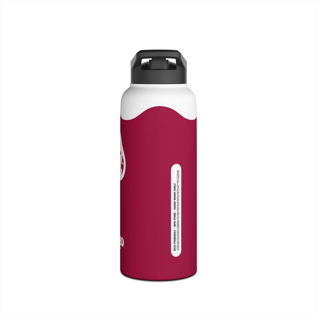 FIRSTY™ Wave™ 3 Sizes - Burgundy & White - Stainless Steel Water Bottle with Carry Handle and Straw Lid - BPA-Free, Eco-Friendly