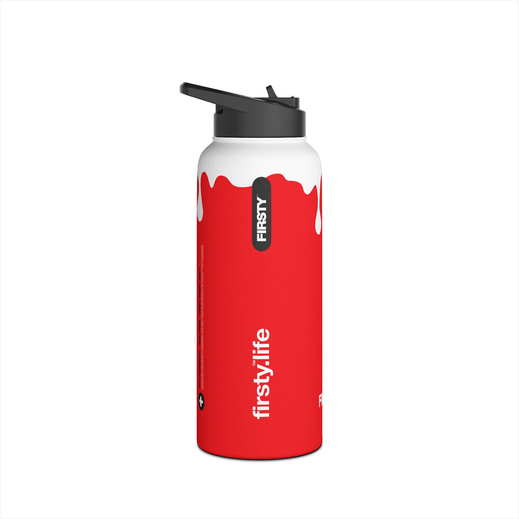 FIRSTY™ 3 Sizes - Splash™ Red - Stainless Steel Water Bottle with Carry Handle and Straw Lid - BPA-Free, Eco-Friendly