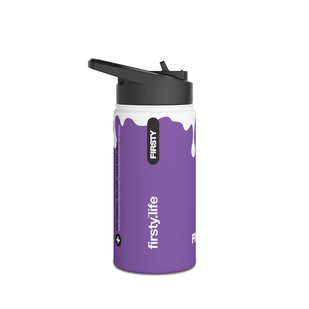 FIRSTY™ 3 Sizes - Splash™ Purple - Stainless Steel Water Bottle with Carry Handle and Straw Lid - BPA-Free, Eco-Friendly