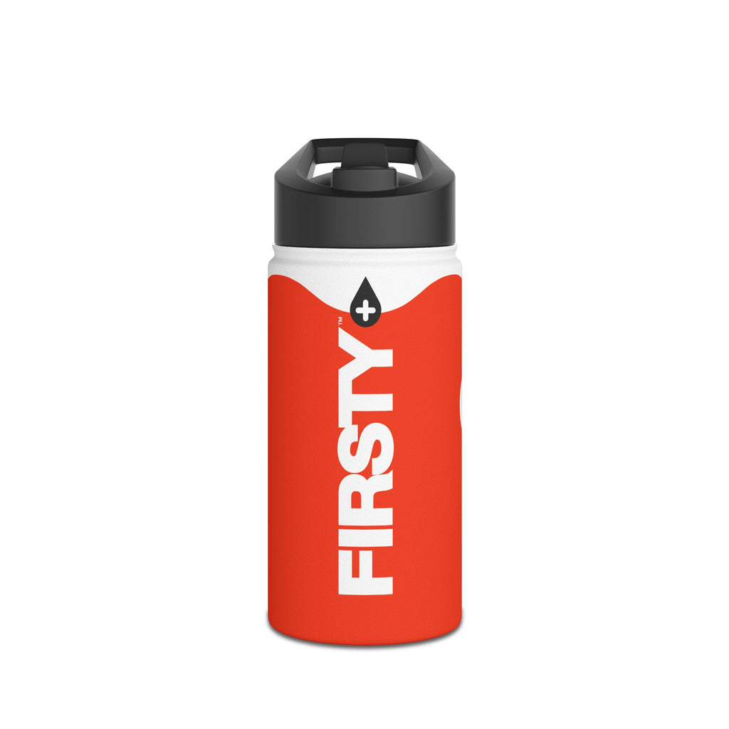 FIRSTY™ Wave™ 3 Sizes - Orange & White - Stainless Steel Water Bottle with Carry Handle and Straw Lid - BPA-Free, Eco-Friendly