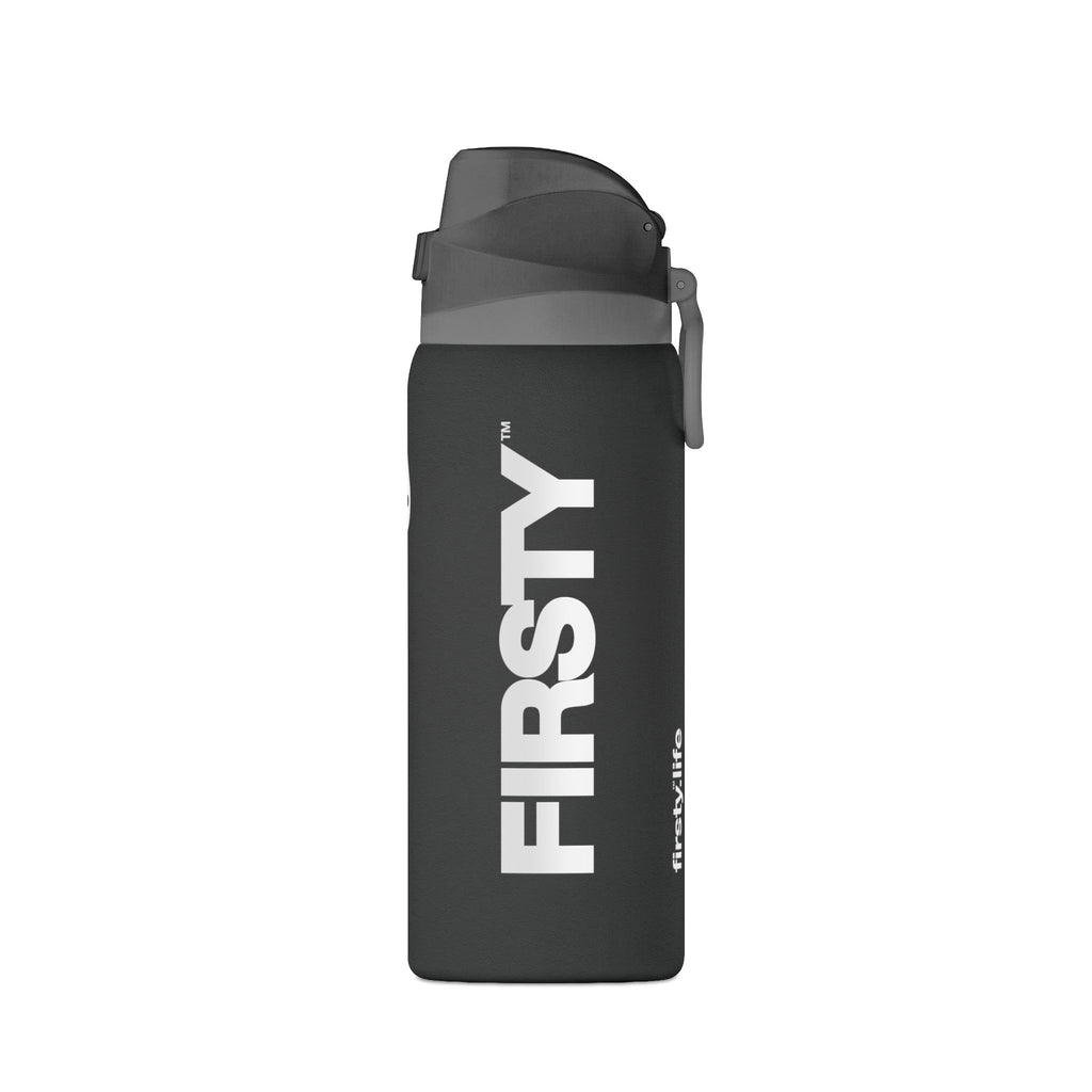 FIRSTY™ Black Insulated 32oz Water Bottle – Leakproof Sport Flask with Flip Straw