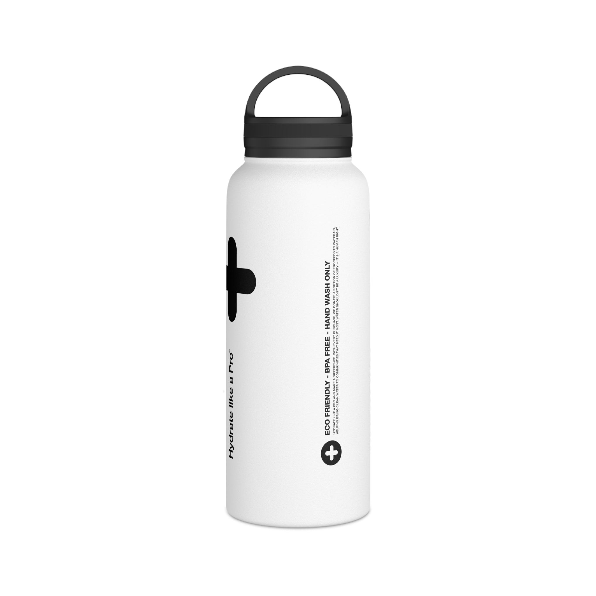 FIRSTY™ Capsule+™ 3 Sizes - Black & White  - Stainless Steel Water Bottle with Carry Handle - BPA-Free, Eco-Friendly