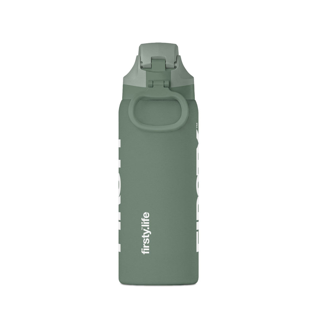 FIRSTY™ Sage Green Insulated 32oz Water Bottle – Leakproof Sport Flask with Flip Straw