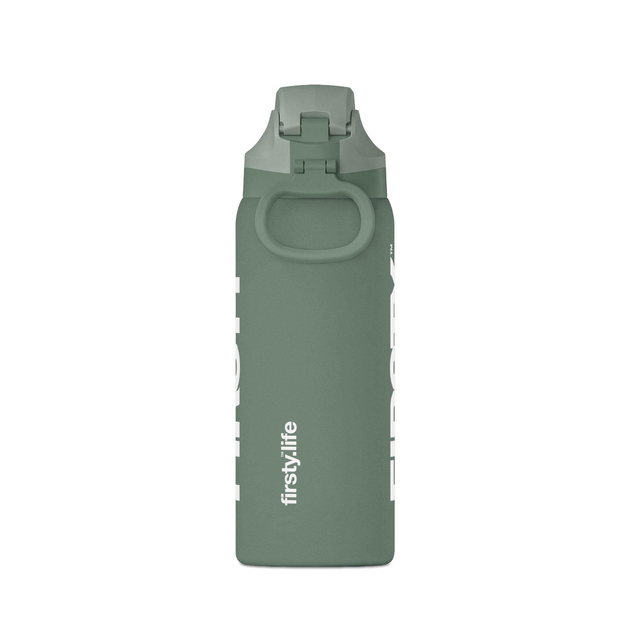 FIRSTY™ Sage Green Insulated 32oz Water Bottle – Leakproof Sport Flask with Flip Straw