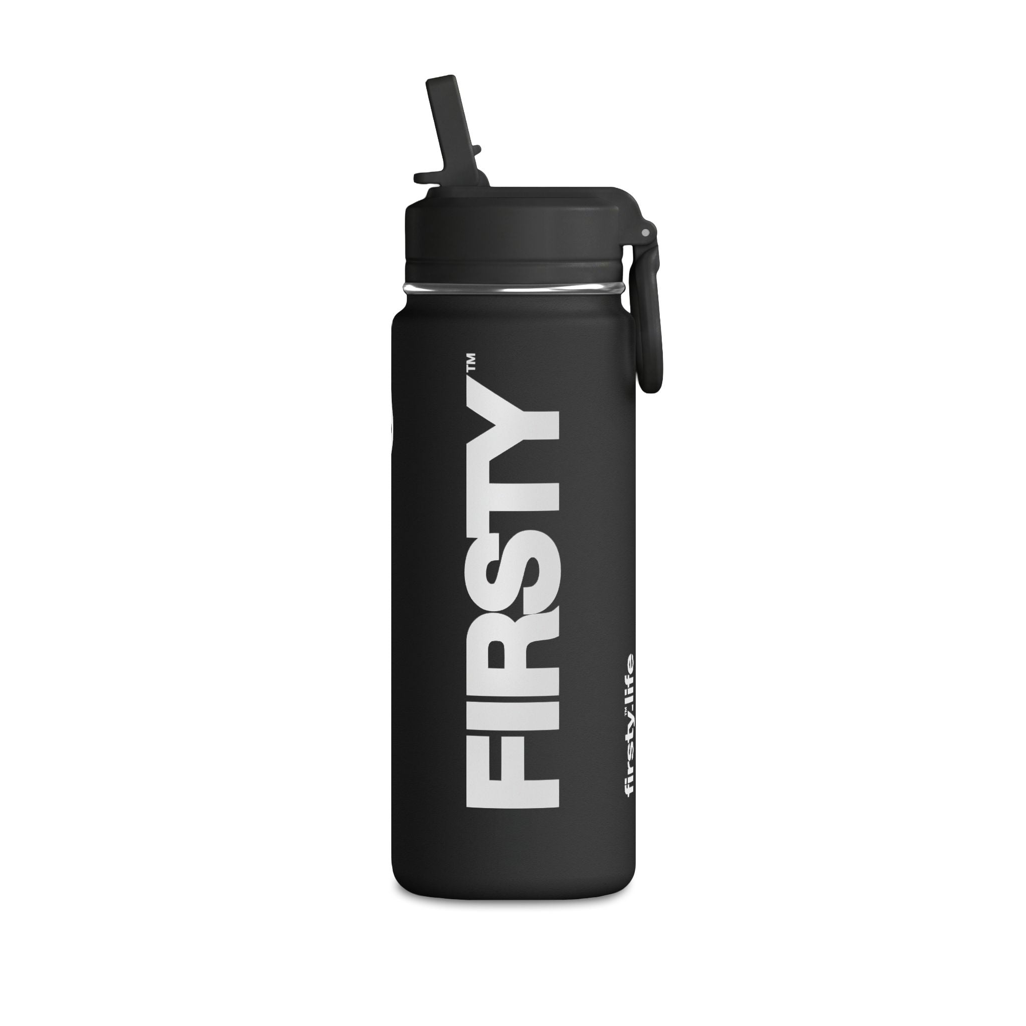 FIRSTY™ Black 20oz Mini Water Bottle – Insulated Sport Bottle with Flip Straw