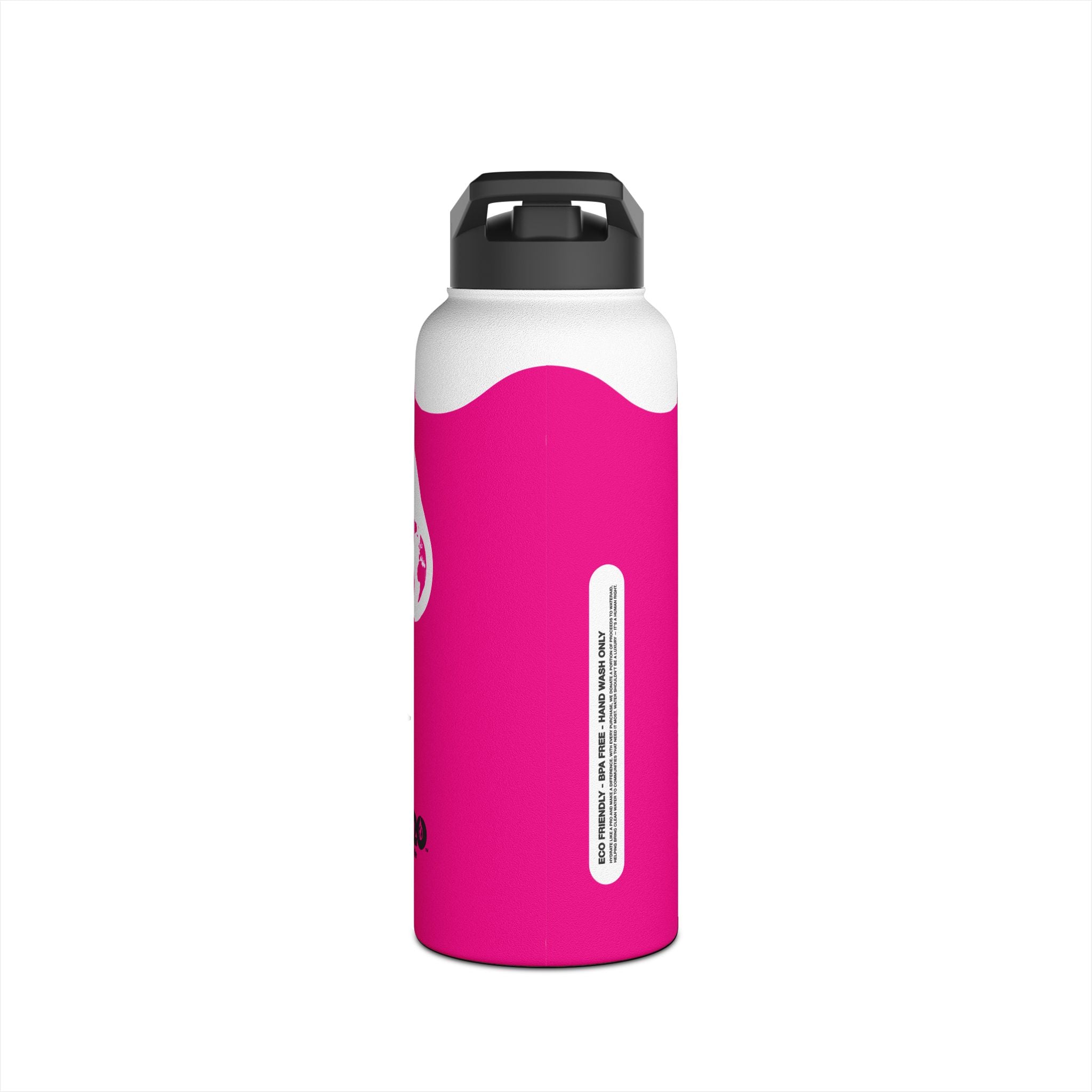 FIRSTY™ Wave™ 3 Sizes - Pink & White - Stainless Steel Water Bottle with Carry Handle and Straw Lid - BPA-Free, Eco-Friendly