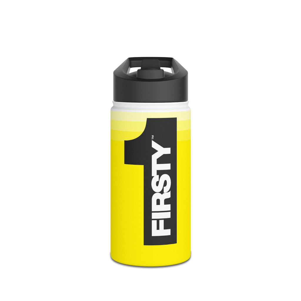 FIRSTY™ We Are One™ - 3 Sizes - Black on Yellow - Stainless Steel Water Bottle with Carry Handle and Straw Lid - BPA-Free, Eco-Friendly