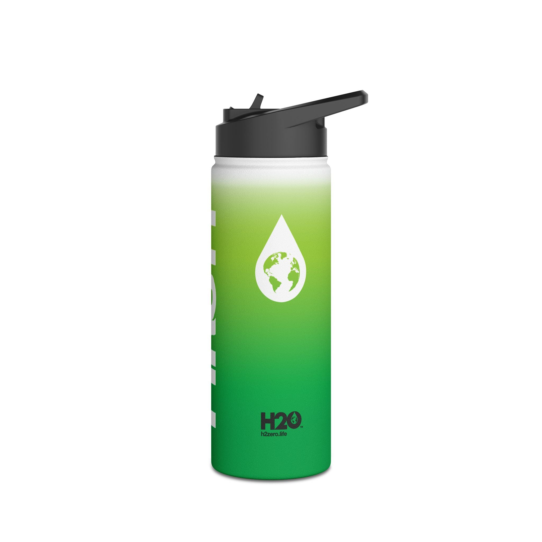 FIRSTY™ Green Blush™ Thirst First™ 3 Sizes - White - Stainless Steel Water Bottle with Carry Handle and Straw Lid - BPA-Free, Eco-Friendly