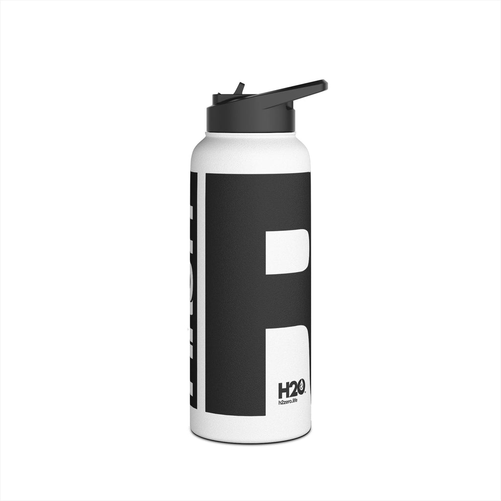 FIRSTY™ 3 Sizes - Black and White - Stainless Steel Water Bottle with Carry Handle and Straw Lid - BPA-Free, Eco-Friendly