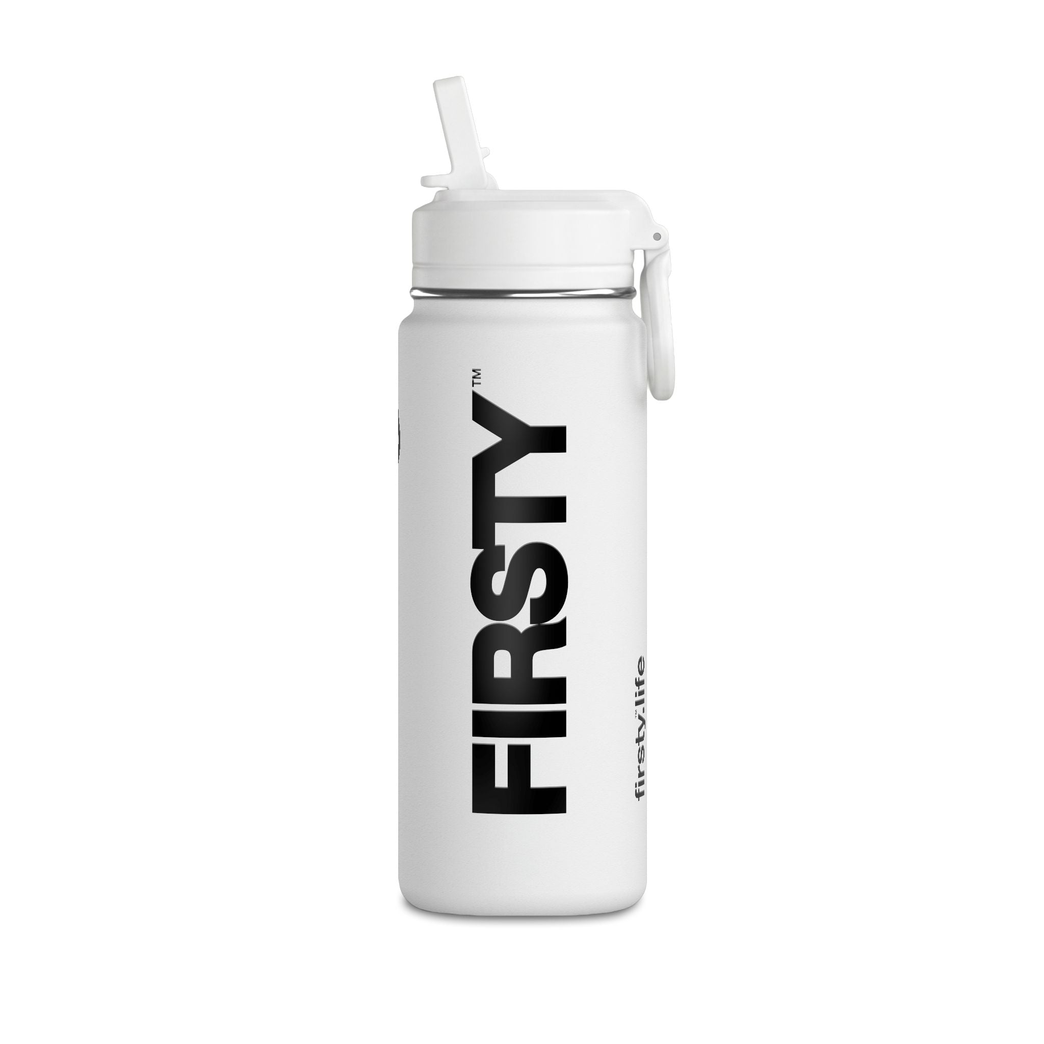 FIRSTY White Water Bottle — 20oz Mini Sports Bottle with Straw