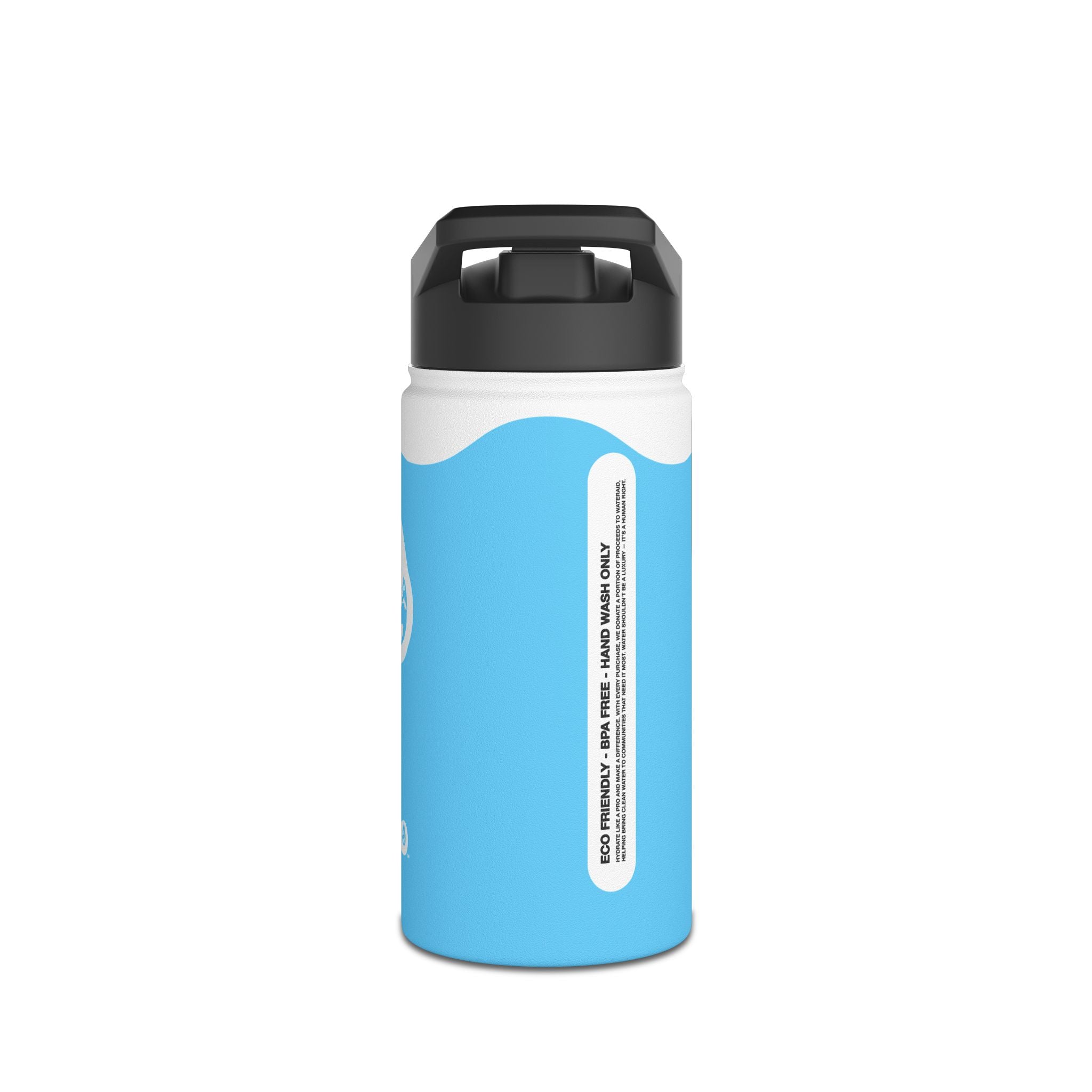 FIRSTY™ Wave™ 3 Sizes - Sky Blue & White - Stainless Steel Water Bottle with Carry Handle and Straw Lid - BPA-Free, Eco-Friendly