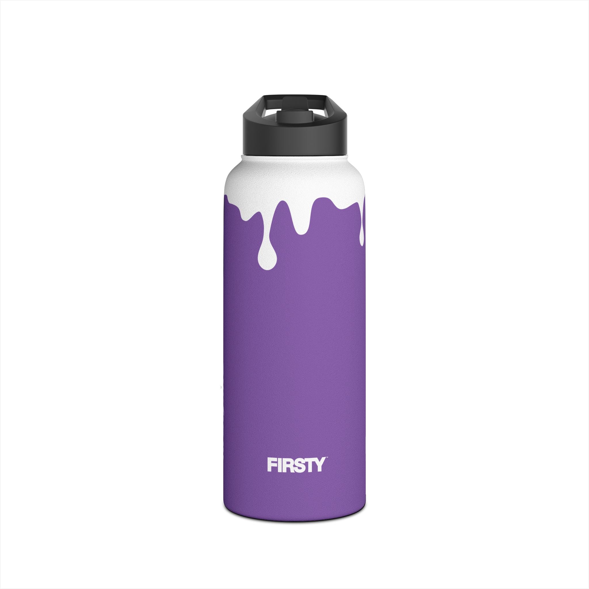 FIRSTY™ 3 Sizes - Splash™ Purple - Stainless Steel Water Bottle with Carry Handle and Straw Lid - BPA-Free, Eco-Friendly