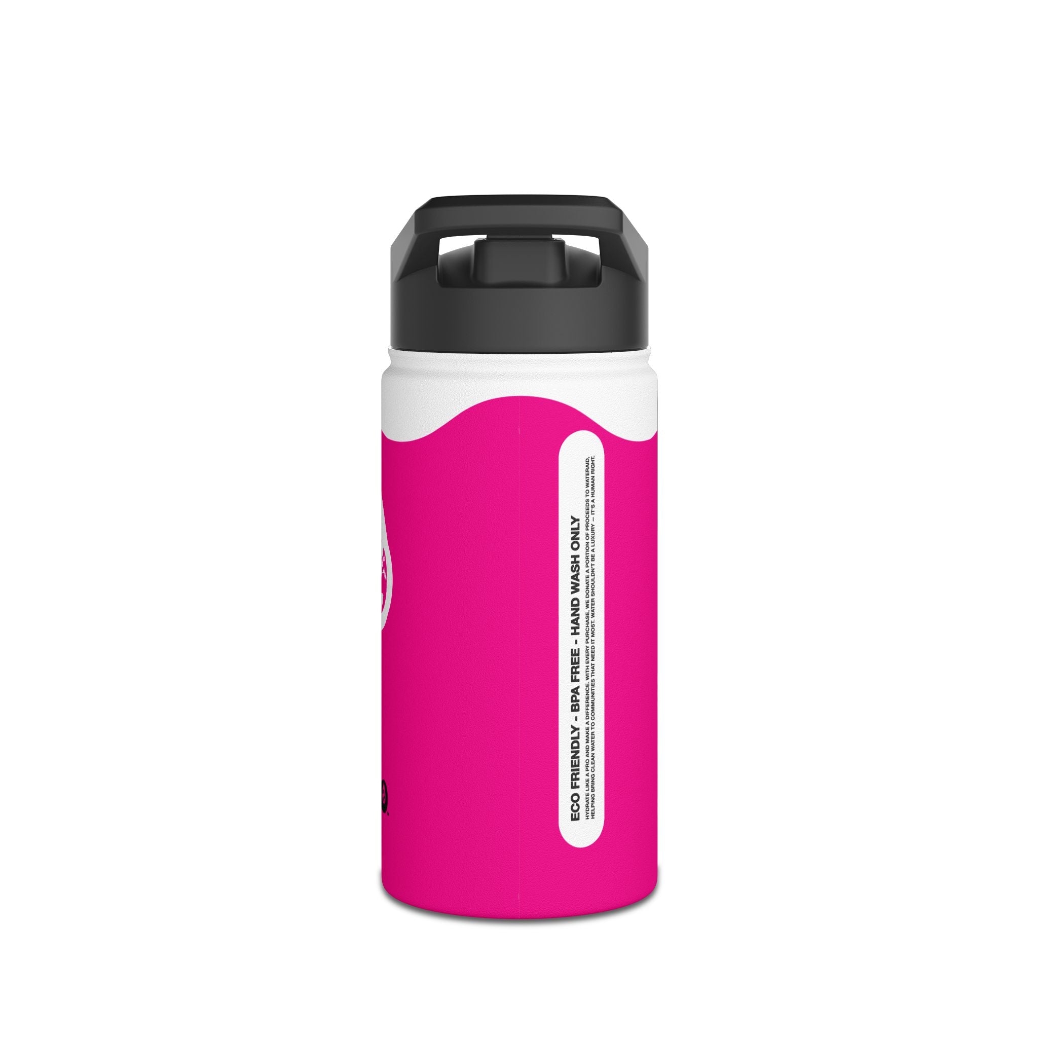 FIRSTY™ Wave™ 3 Sizes - Pink & White - Stainless Steel Water Bottle with Carry Handle and Straw Lid - BPA-Free, Eco-Friendly